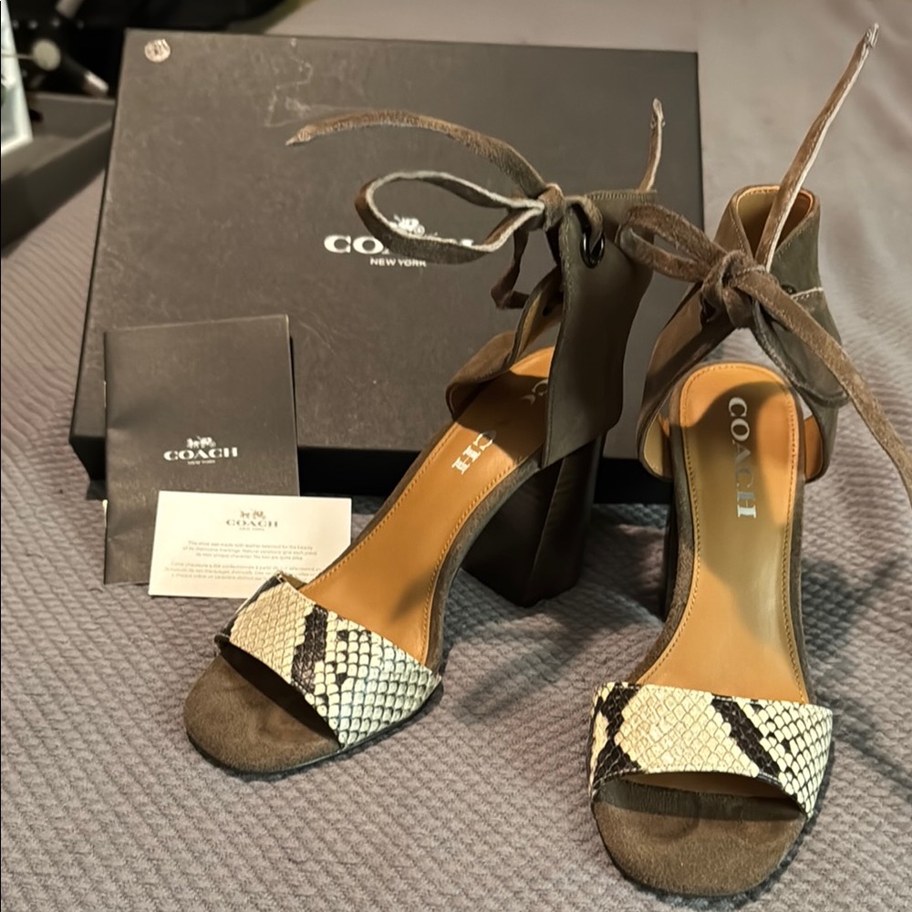 Coach Brown and Cream Elegant Heels